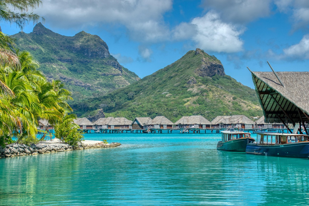 lagoon, tahiti, resort, nature, beach resort, luxury resort, beach villa, water bungalow, beach huts, accommodations, boats, island, tropical island, bora-bora, summer, destinations, turquoise